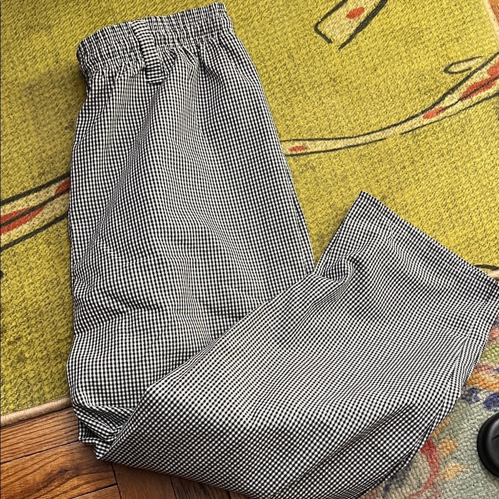 NWOT Black and White Checkered cook/chef  Pants size: L